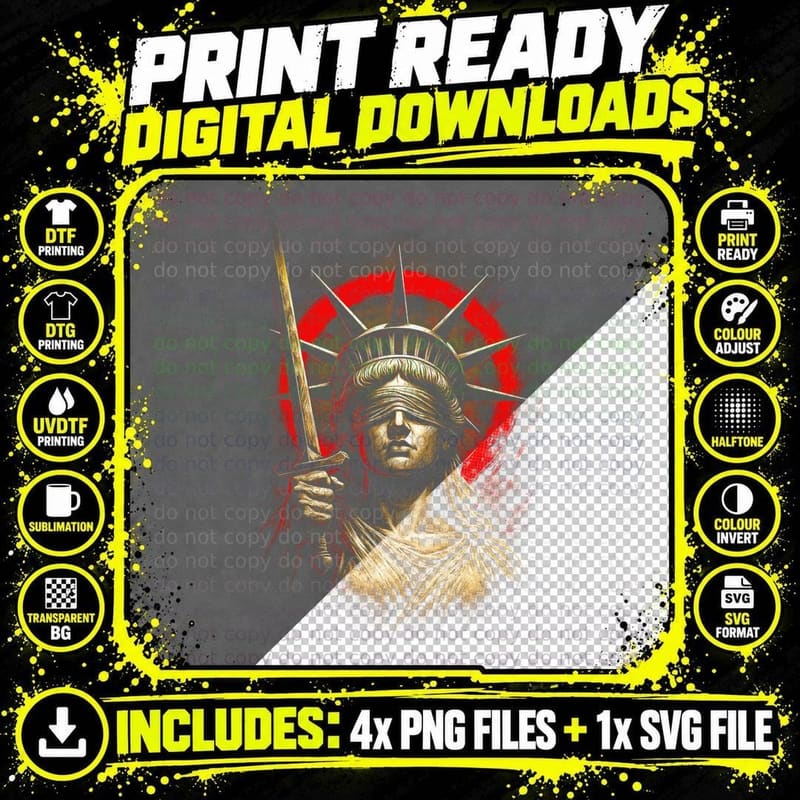 Statue of Liberty T-Shirt, Liberty Head Print Png SVG Digital Bundle