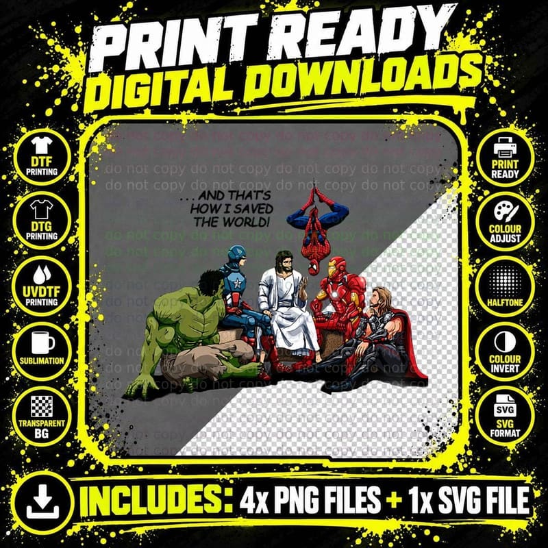 Superhero Comic Book Heroes T-Shirt, Comic Book Style Png SVG Digital Bundle
