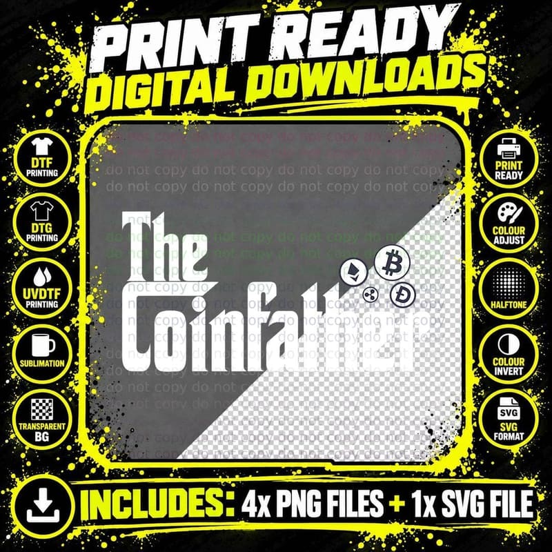 The Coinfather - Cryptocurrency Fans Crypto T-Shirt Png SVG Digital Bundle