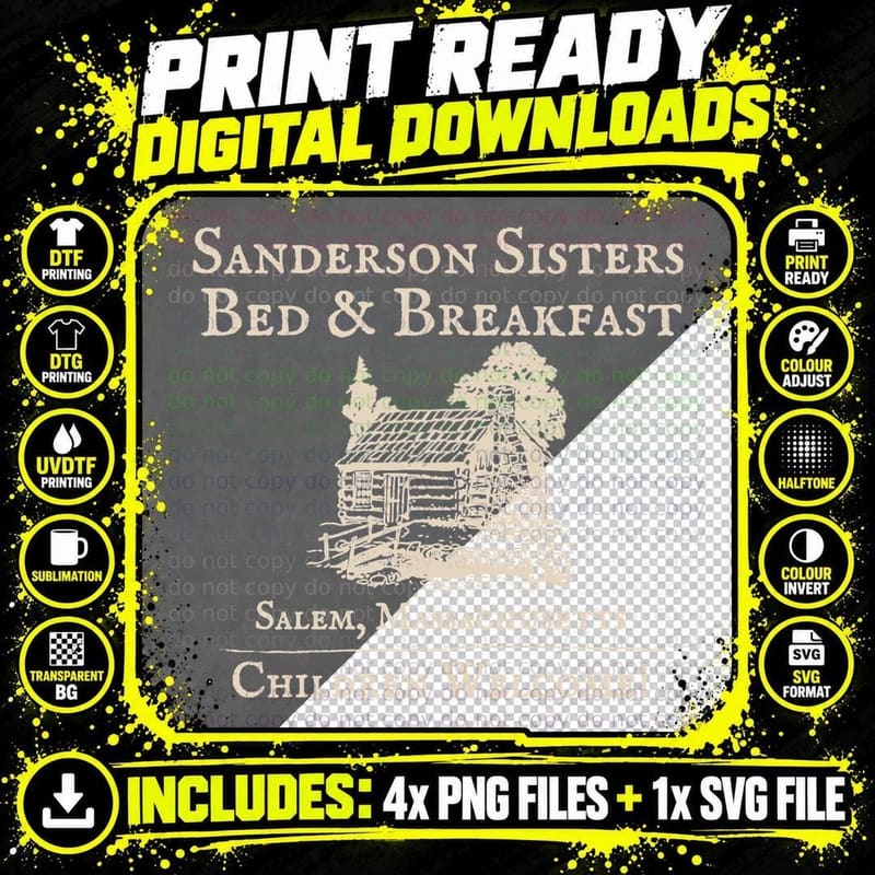 The Sanderson Sisters Bed and Breakfast Essential T-Shirt Png SVG Digital Bundle