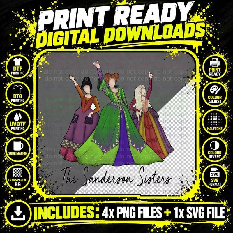 The Sanderson Sisters T-Shirt Png SVG Digital Bundle