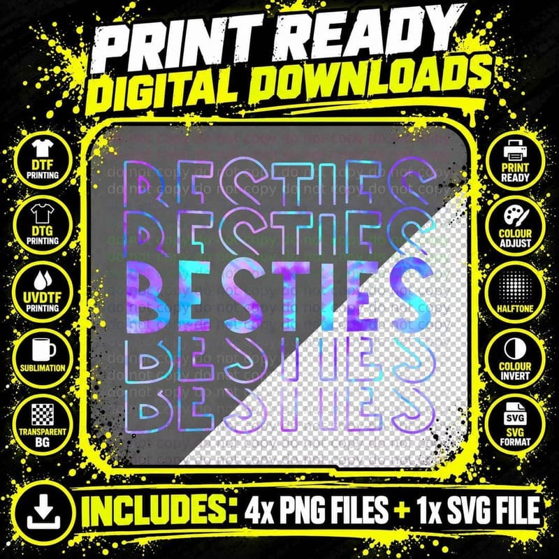 Tie Dye Best Friend Bff Girls Godsister Bestie Cute Png SVG Digital Bundle