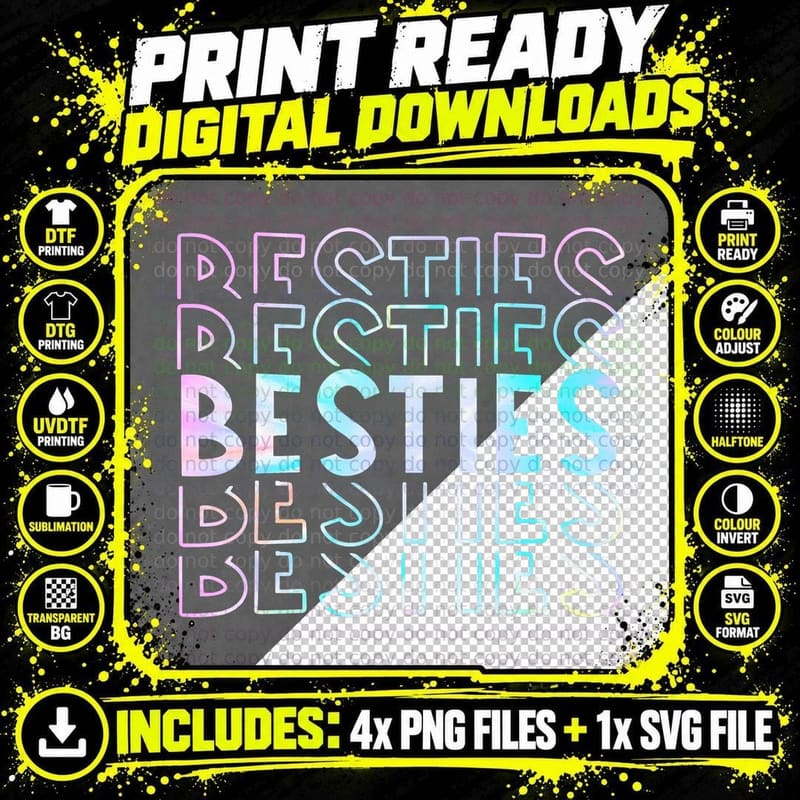 Tie Dye Best Friend Bff Girls Godsister Bestie Cute Png SVG Digital Bundle
