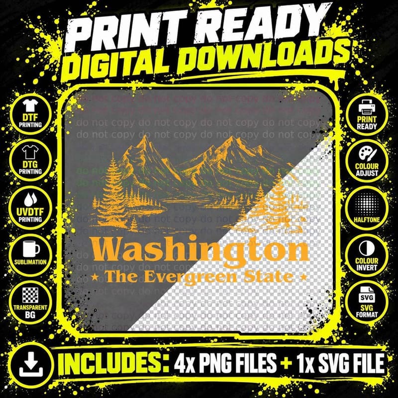 Washington State T-Shirt, Patriotic Png SVG Digital Bundle