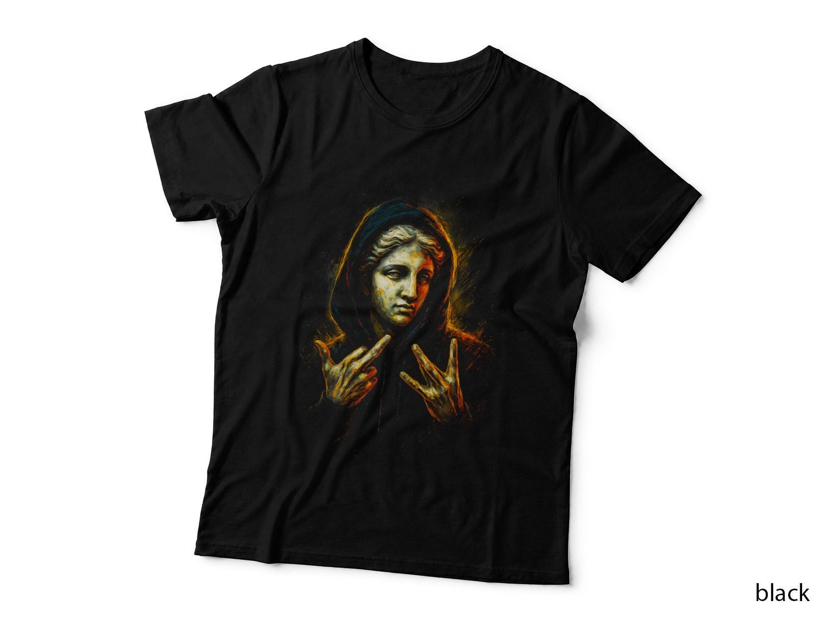 Woman in Hoodie T-Shirt, Streetwear Art Print, Remixed Design