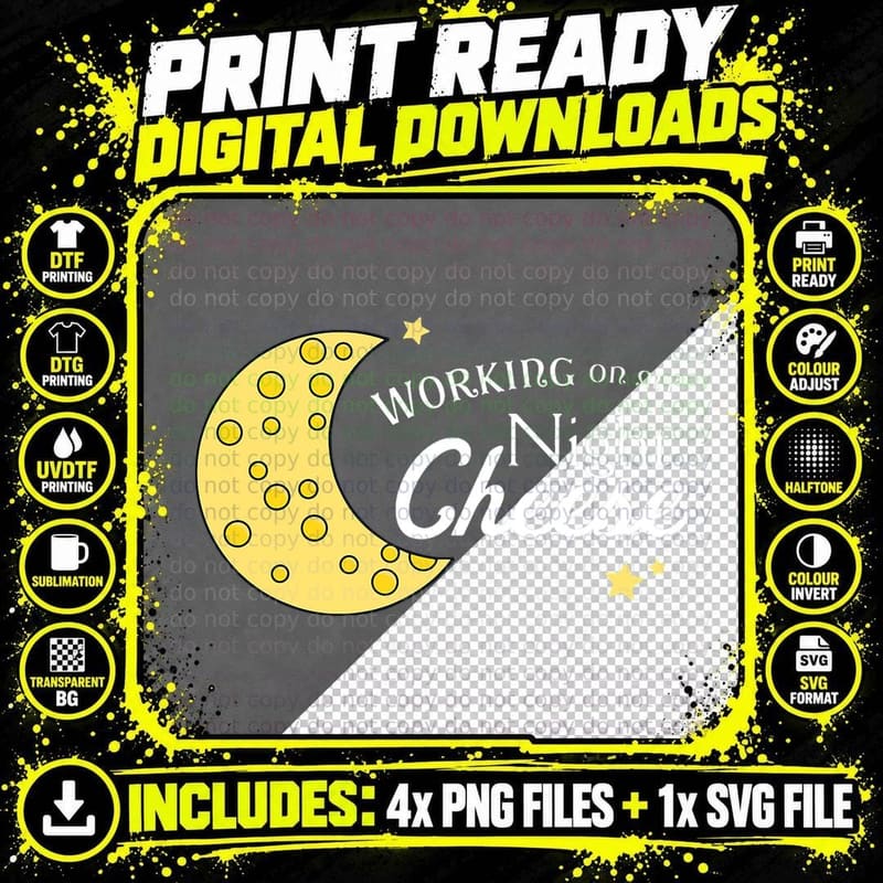 Working on My Night Cheese T-Shirt, Cheese Art Print Png SVG Digital Bundle