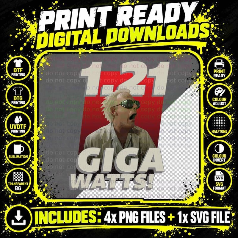21 Gigawatts Shirt, Back to the Future T-Shirt Png SVG Digital Bundle