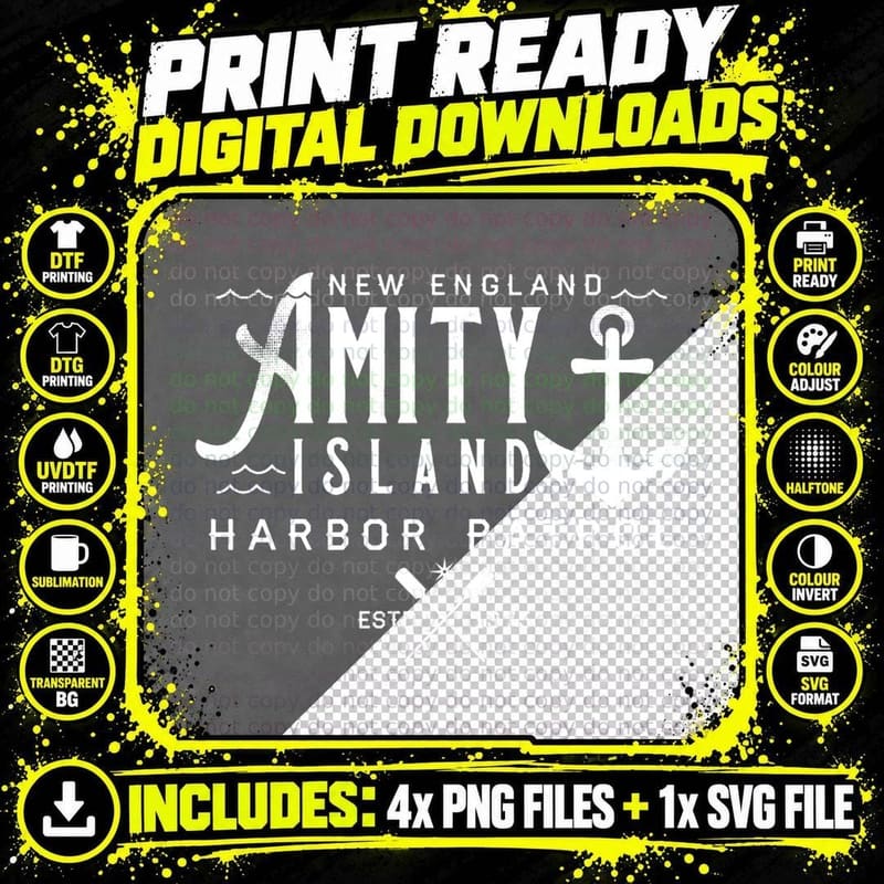 Amity Island Harbor Patrol T-Shirt Png SVG Digital Bundle