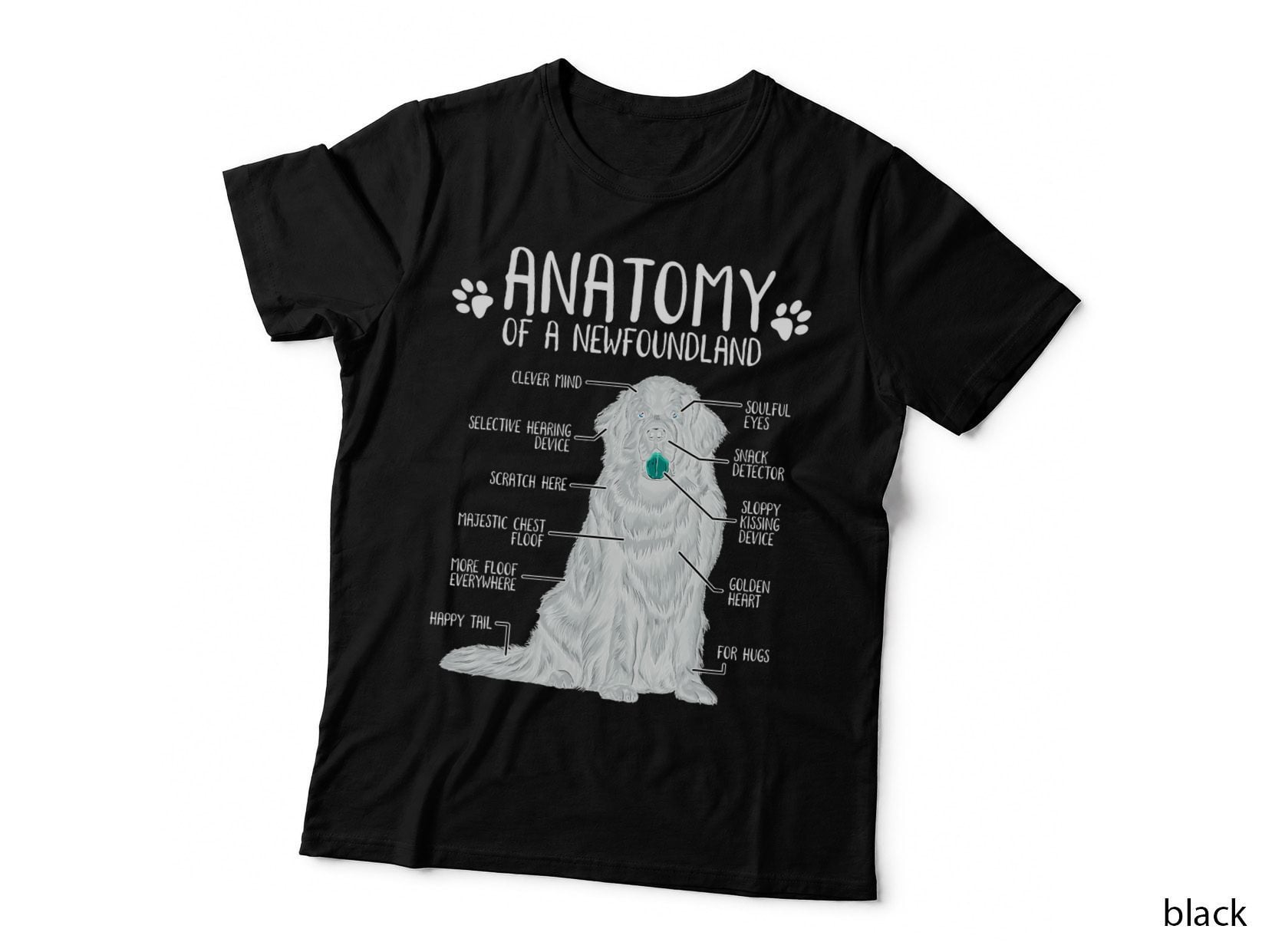 Anatomy of a Newfoundland, Slobber Kisses Diagram, Newfie Owner Tee