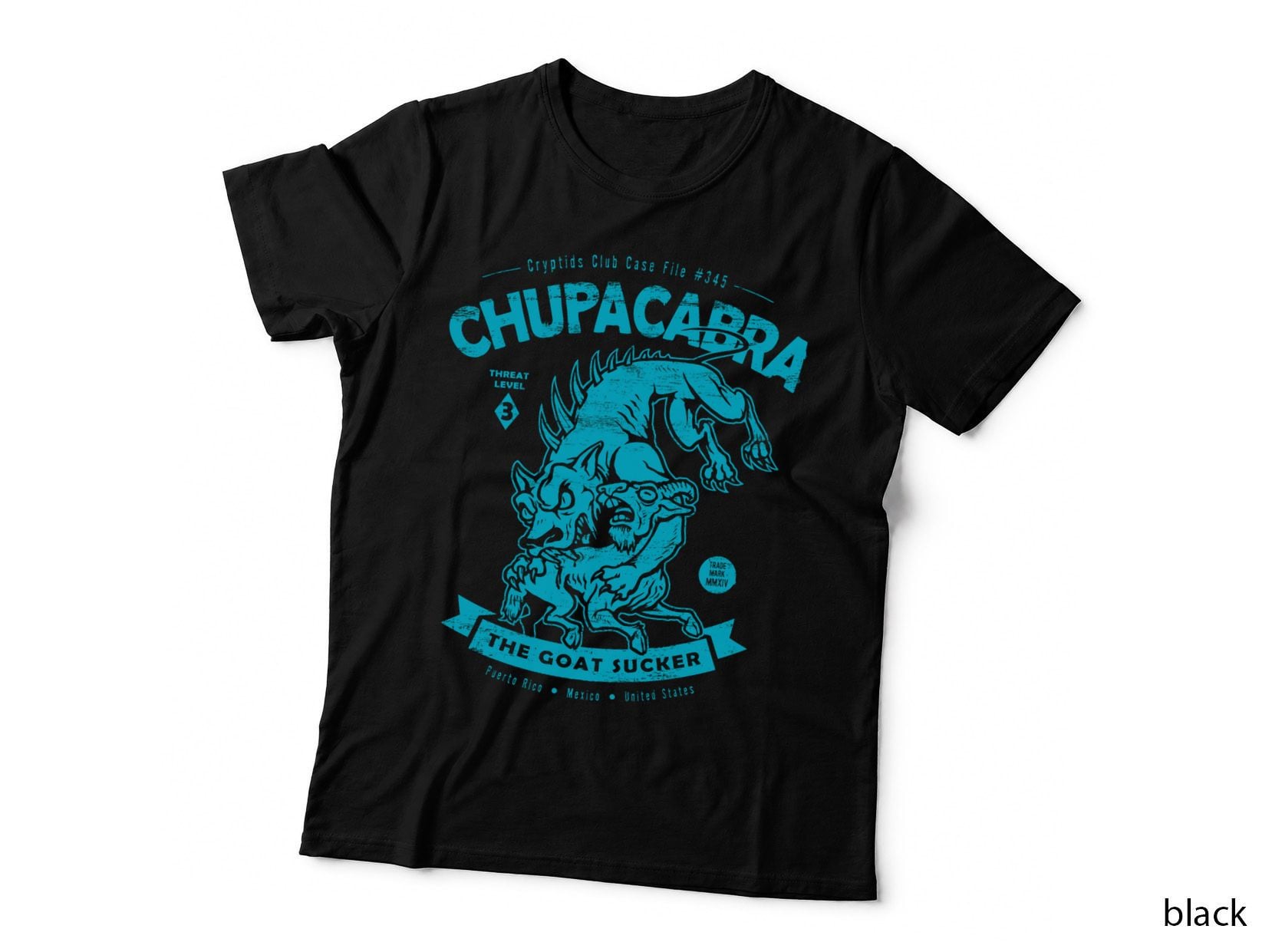 Chupacabra Cryptids Case File 345, Goat Sucker Monster Cyan Art, Fan T-Shirt