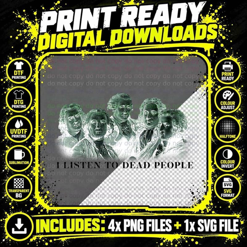 Classical Composers T-Shirt, I Listen to Dead People Png SVG Digital Bundle