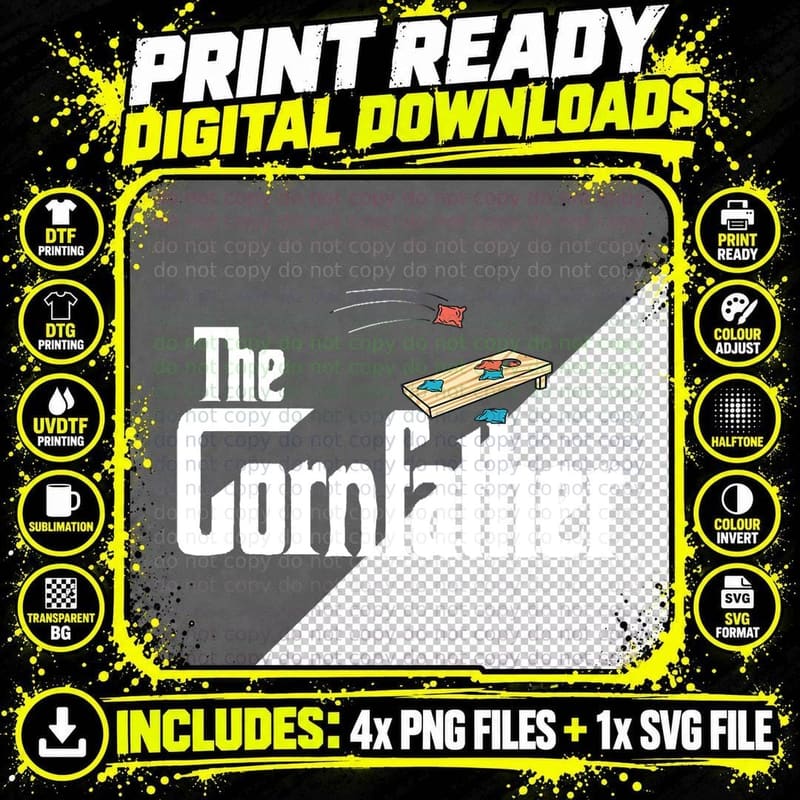 Cornhole T-Shirt, Cornfather Godfather Bean Bag Parody Png SVG Digital Bundle