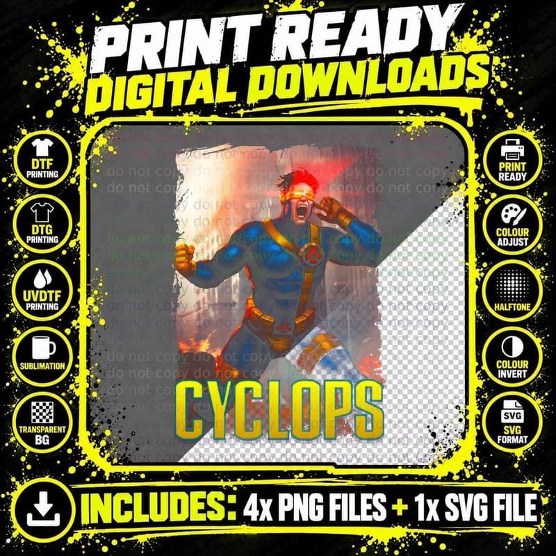 Cyclops X-Men Raging Power T-Shirt Png SVG Digital Bundle