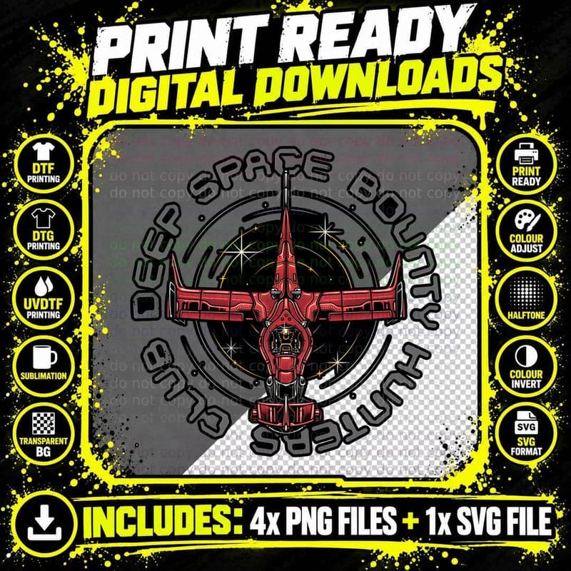 Deep Space Bounty Hunters Club T-Shirt Png SVG Digital Bundle