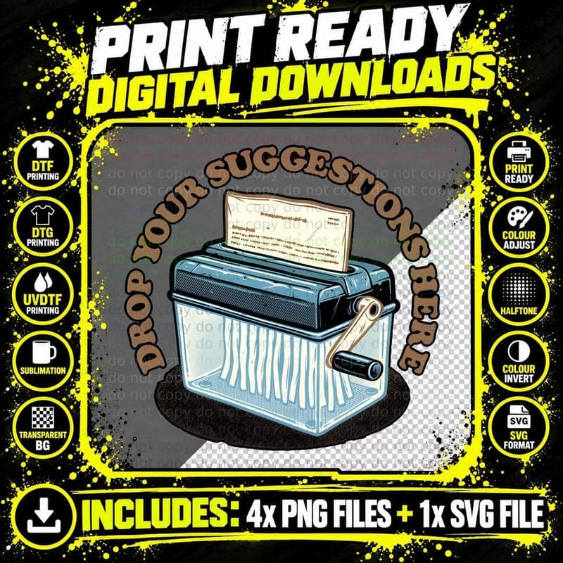 Drop Your Suggestions Here Paper Shredder Minimalist Png SVG Digital Bundle