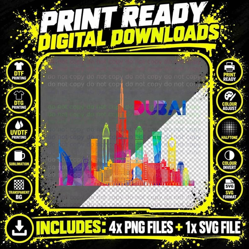 Dubai Skyline Burj Khalifa T-Shirt Png SVG Digital Bundle