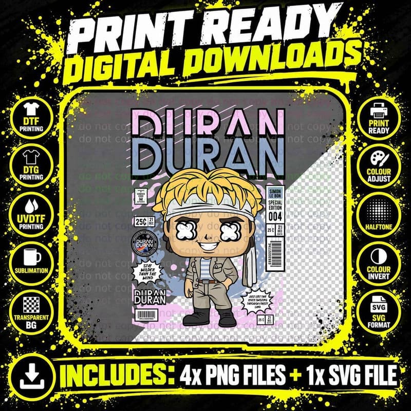 Duran Tee, Simon Le Bon Comic Book Cover Png SVG Digital Bundle