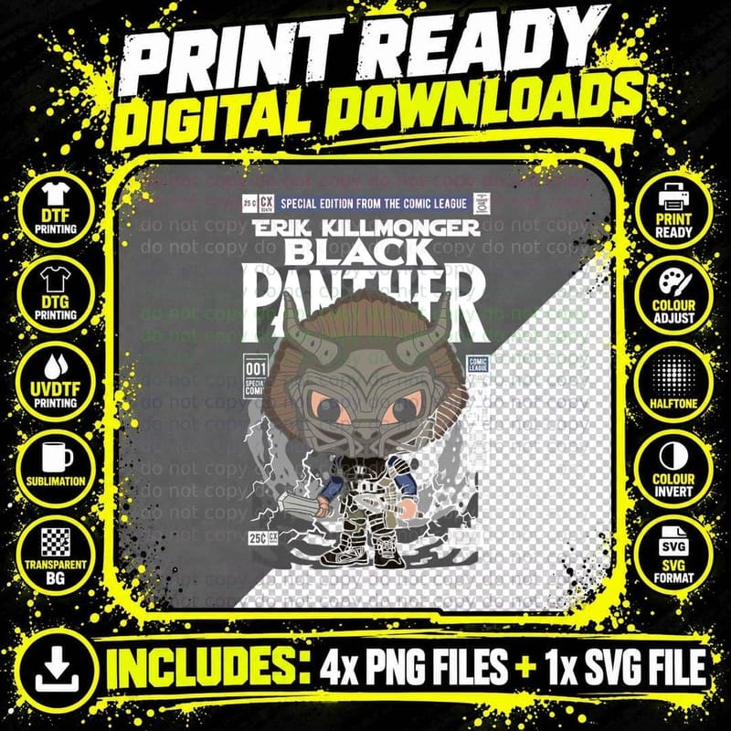 Erik Killmonger Black Panther T-Shirt Png SVG Digital Bundle