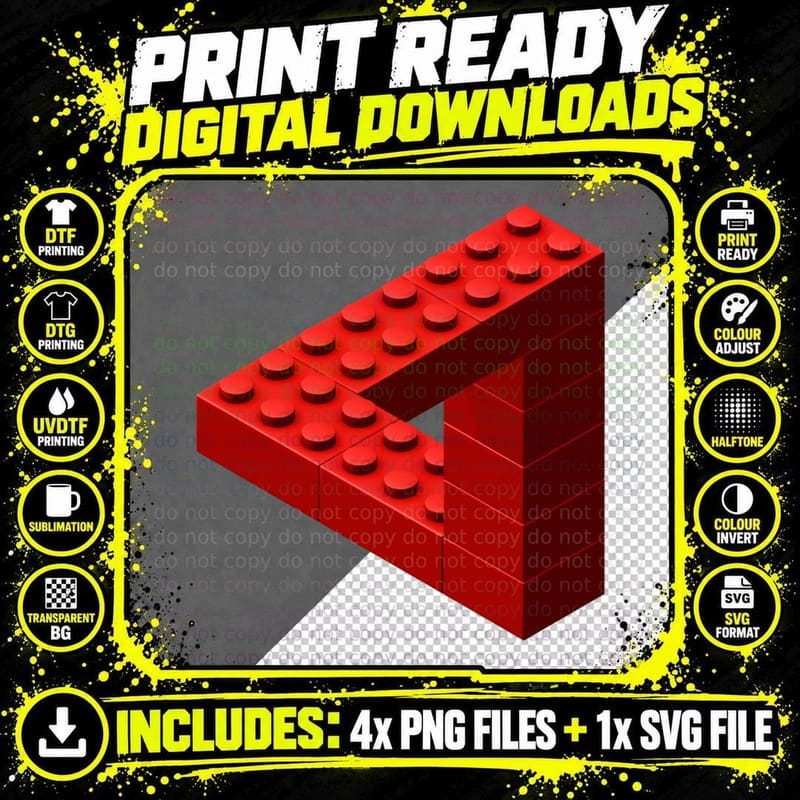Escher Impossible Toy Bricks Triangle Png SVG Digital Bundle