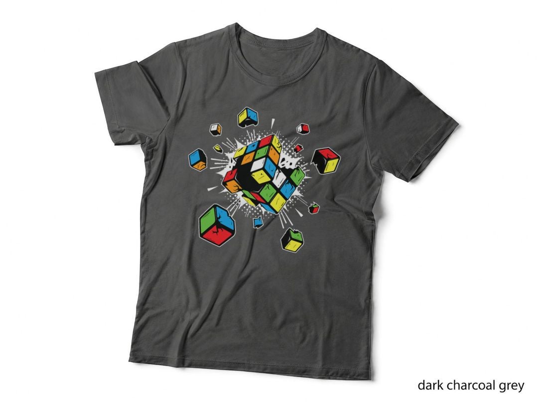 Exploding Speed Cube Puzzle Master, Rubik's Cube Shatter Art, Novelty T-Shirt