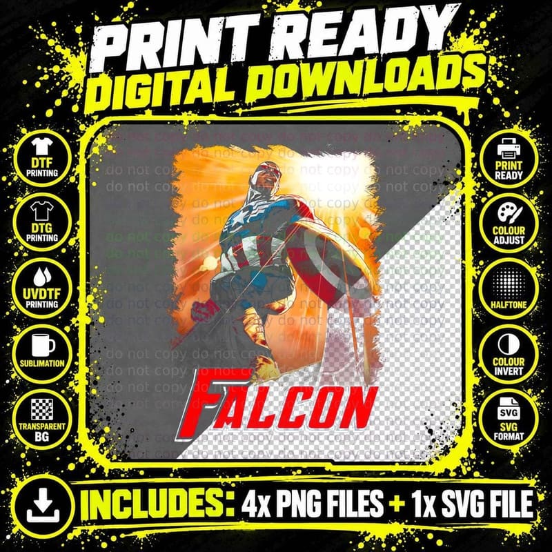 Falcon Captain America, Comic Book Hero Png SVG Digital Bundle