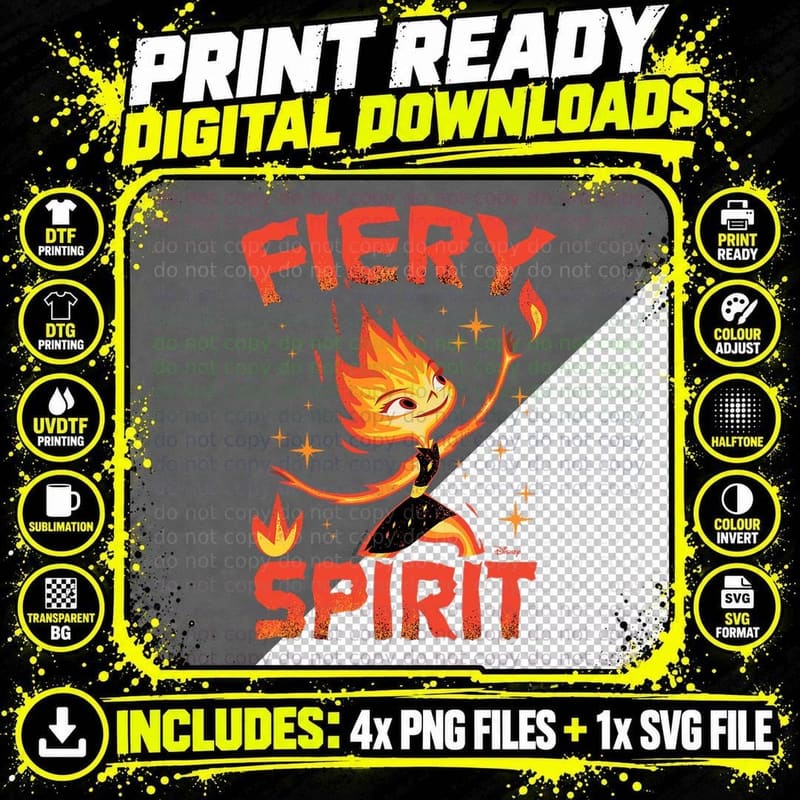Fiery Spirit Elemental Fire Character, Animated Fan Art Png SVG Digital Bundle