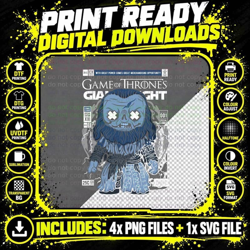 Game of Thrones Giant Wight T-Shirt Png SVG Digital Bundle