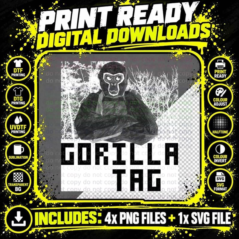 Gorilla Tag White Monke Tee, Crossed Arms Pfp Art Png SVG Digital Bundle