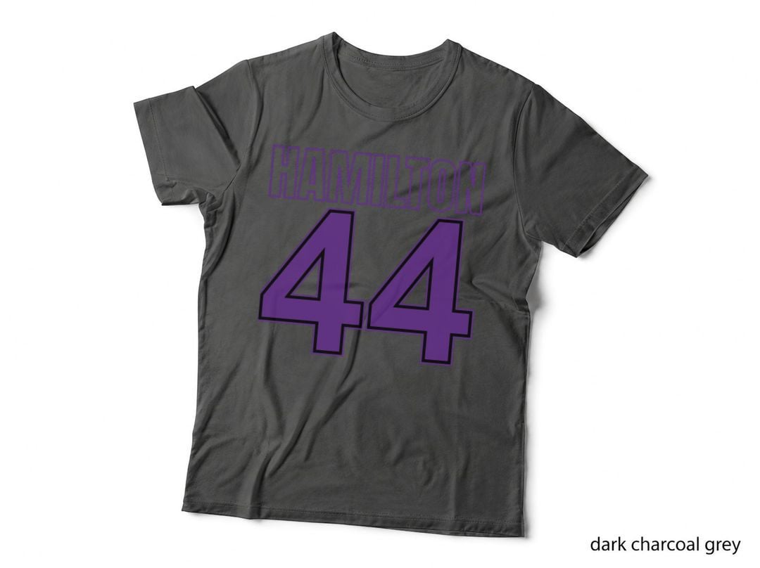 Hamilton 44 Sports Number T-Shirt, Purple Jersey Style, Fan Design