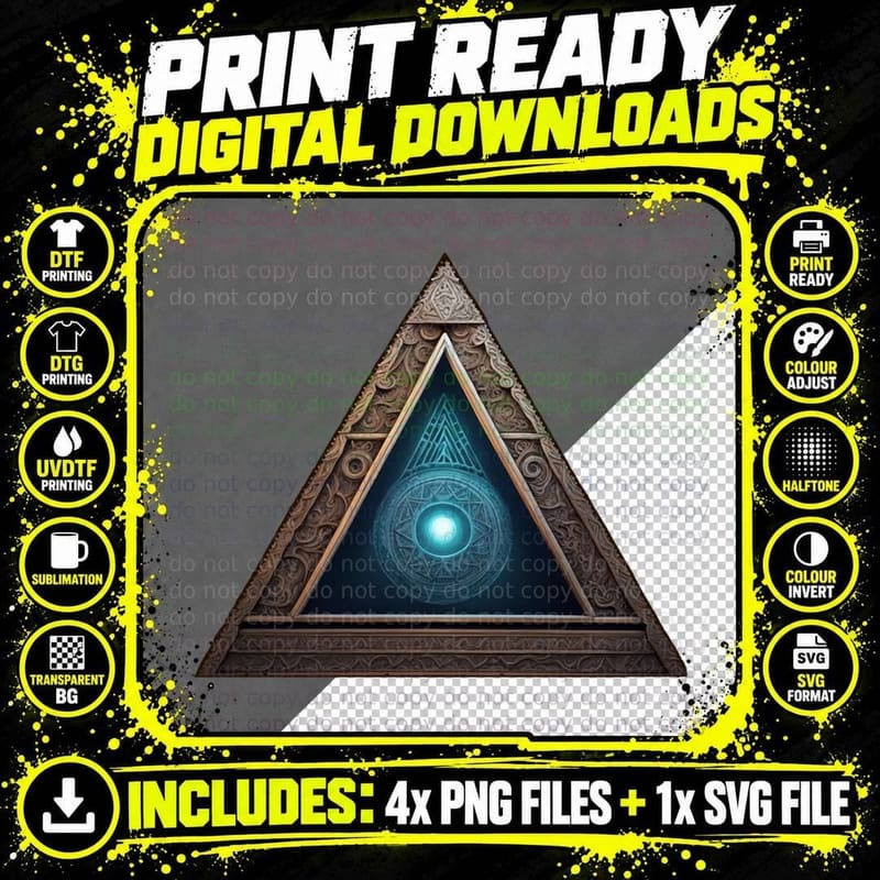 Illuminati All-Seeing Eye Pyramid, Glowing Orb Mystery Png SVG Digital Bundle
