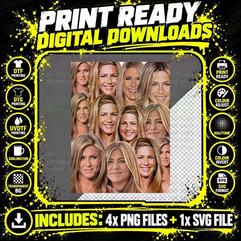 Jennifer Aniston Photo Mosaic Collage Png SVG Digital Bundle