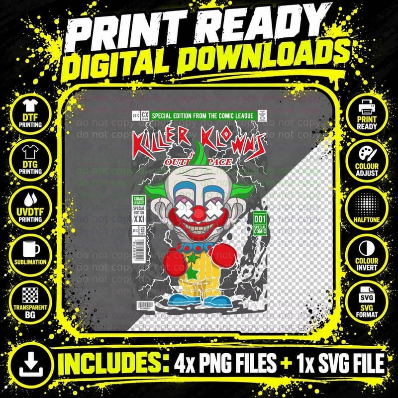 Killer Klowns Outer Space Comic T-Shirt, Special Edition Png SVG Digital Bundle