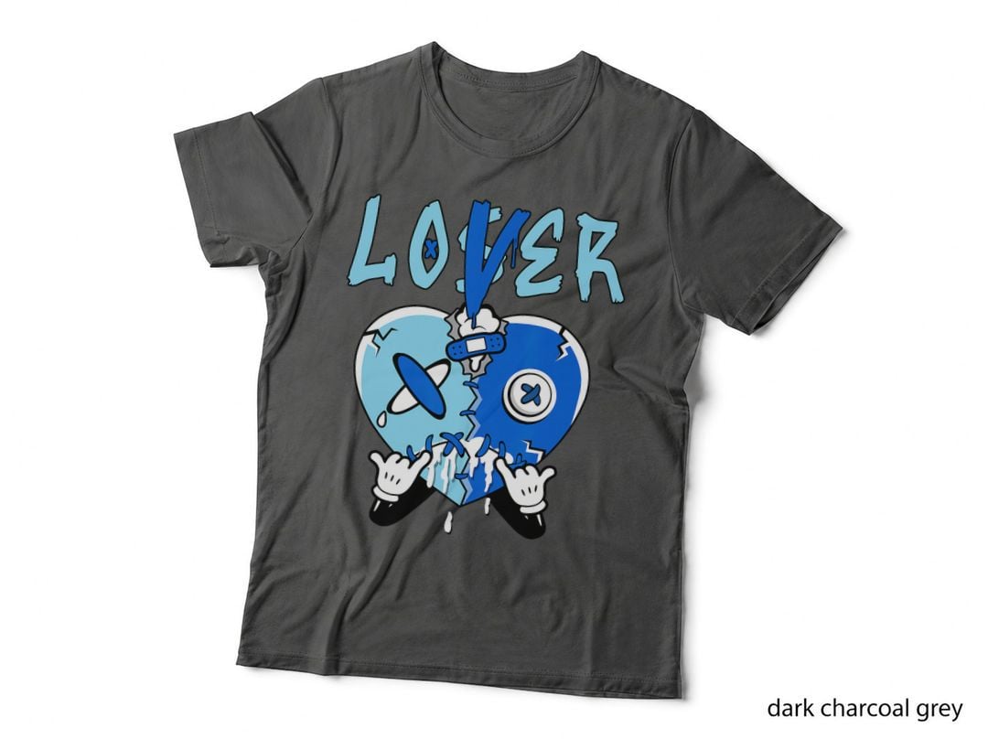 Loser Lover Dripping Broken Heart Tee, Blue Bandage Patch, Streetwear Print