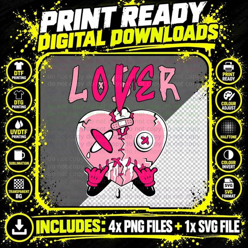 Loser Lover Dripping Broken Heart Tee Png SVG Digital Bundle