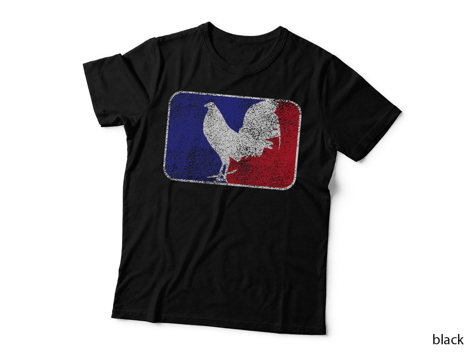 Major League Rooster Silhouette Badge, Novelty Sports Parody T-Shirt