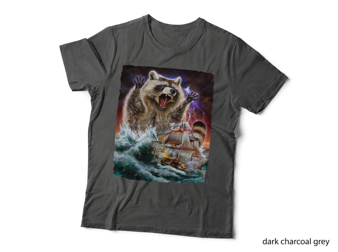 Monster Raccoon as Kraken Attack a War Ship at High Seas T-Shirt