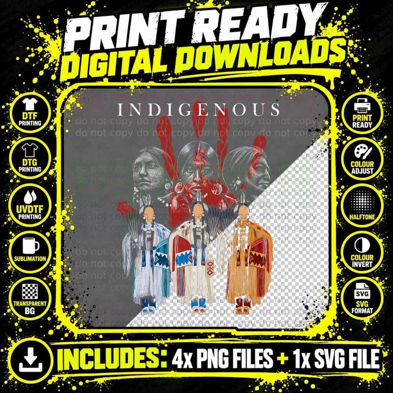 Native American Indigenous Red Hand Indian Blood Themed Png SVG Digital Bundle