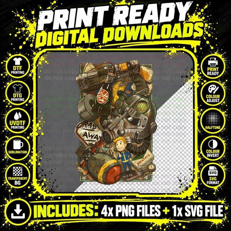Post-Apocalyptic Vault Boy T-Shirt Png SVG Digital Bundle