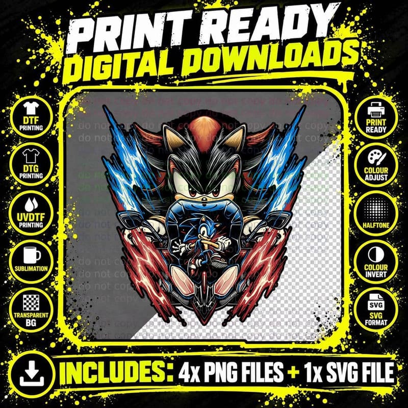 Shadow of Speed, Sonic Art T-Shirt Png SVG Digital Bundle