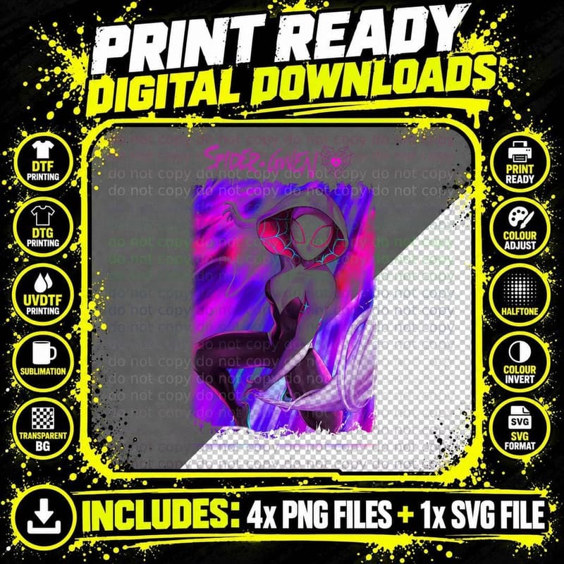 Spider Gwen Jumping Pose Tee, Hooded Spider Mask Hero Png SVG Digital Bundle