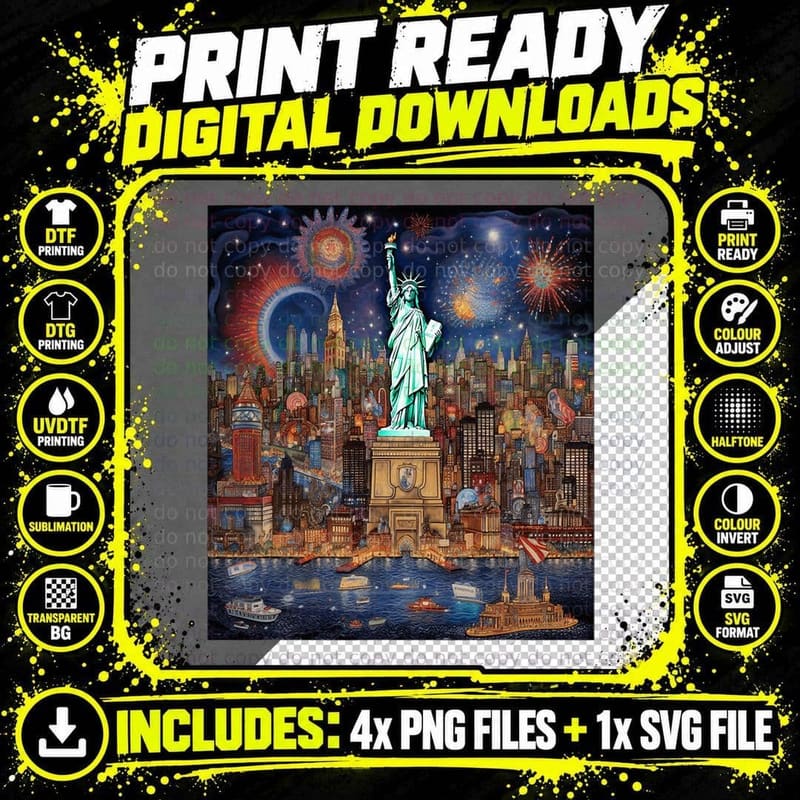 Statue of Liberty New York T-Shirt Png SVG Digital Bundle