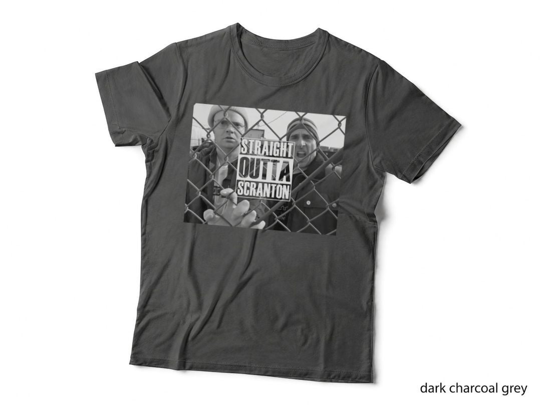 Straight Outta Scranton T-Shirt, the Office Fan Parody, Chain-Link Fence Scene
