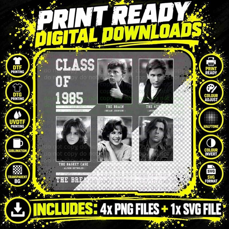 The Breakfast Club - Class of 1985 T-Shirt Png SVG Digital Bundle