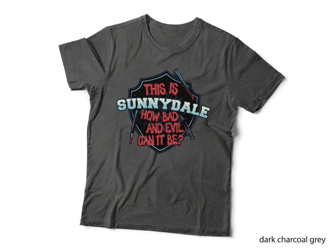 This Is Sunnydale Buffy Blood-Drip Badge, Stake Shield Graphic, Fan Art T-Shirt