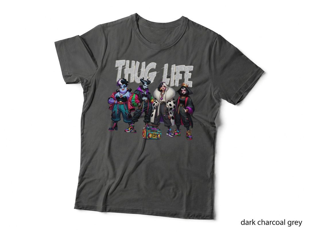 Thug Life Villain Queens T-Shirt, Evil Streetwear Boombox, Novelty Fan