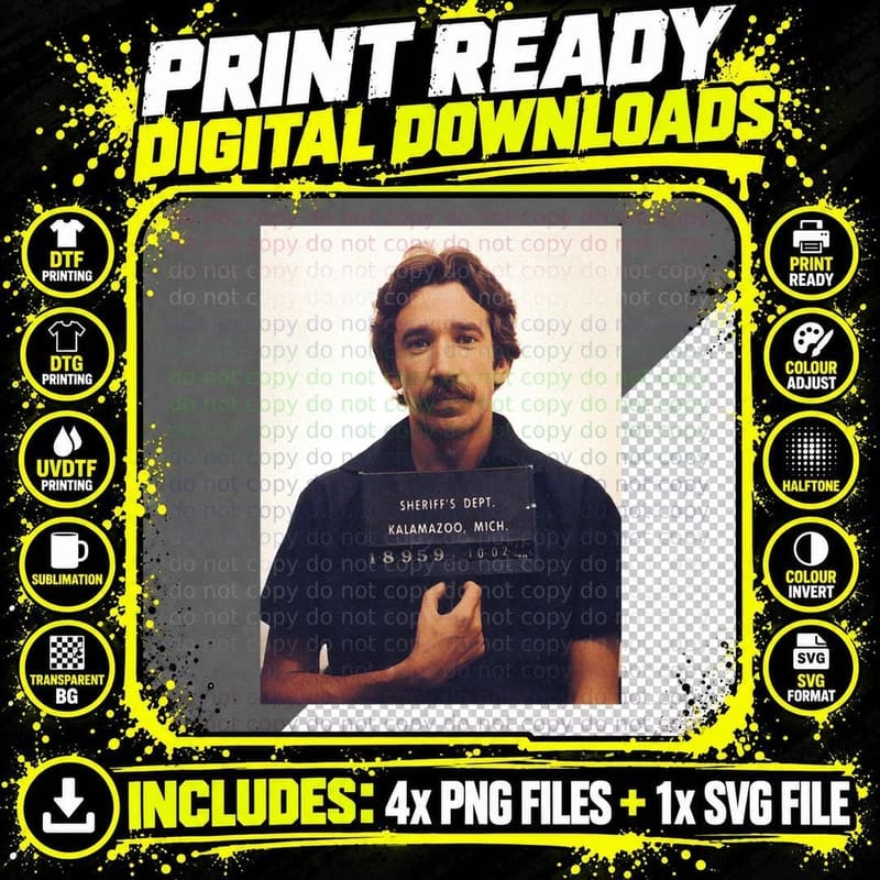 Tim Allen Mugshot Kalamazoo Sheriff T-Shirt Png SVG Digital Bundle