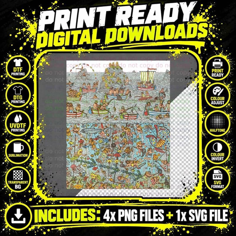 Where's Waldo Underwater Ocean T-Shirt Png SVG Digital Bundle