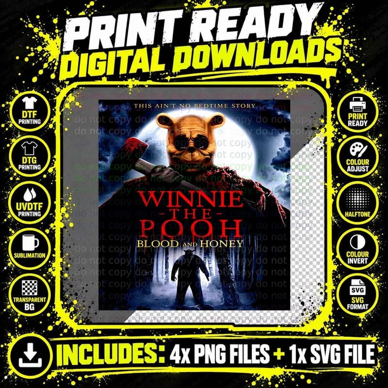 Winnie the Pooh Blood and Honey T-Shirt Png SVG Digital Bundle