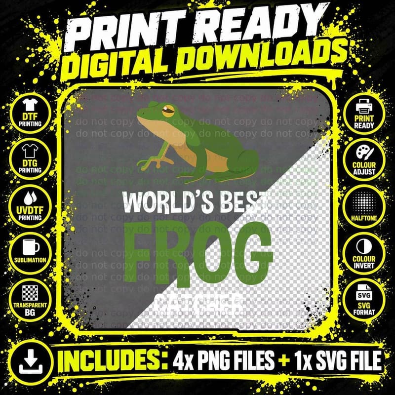 World's Best Frog Catcher Gift Boys Girls Kids Frog Png SVG Digital Bundle