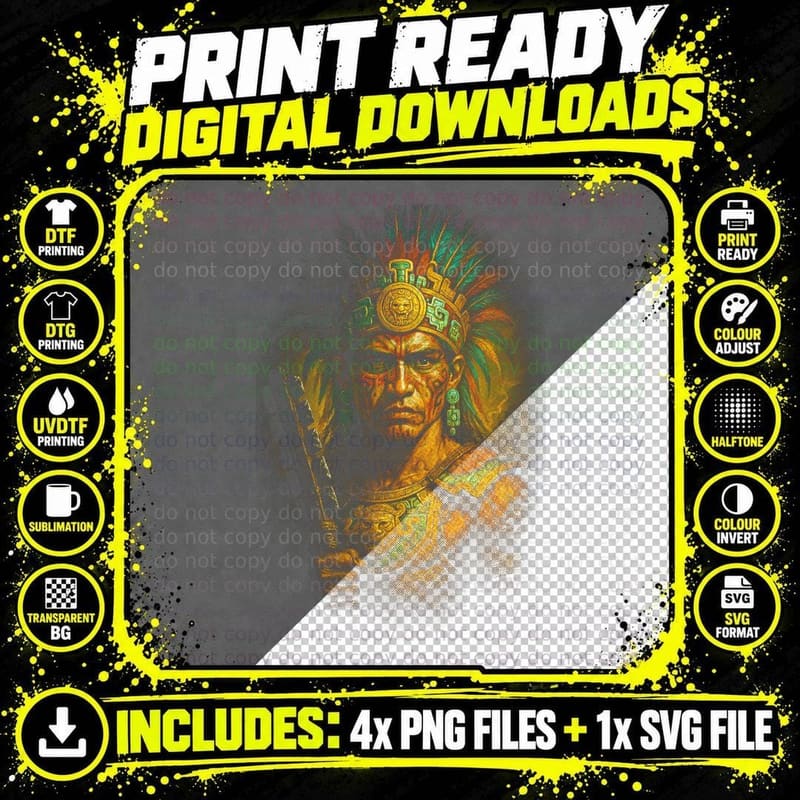 Ancient Aztec Warrior T-Shirt, Aztec Warrior Print Png SVG Digital Bundle